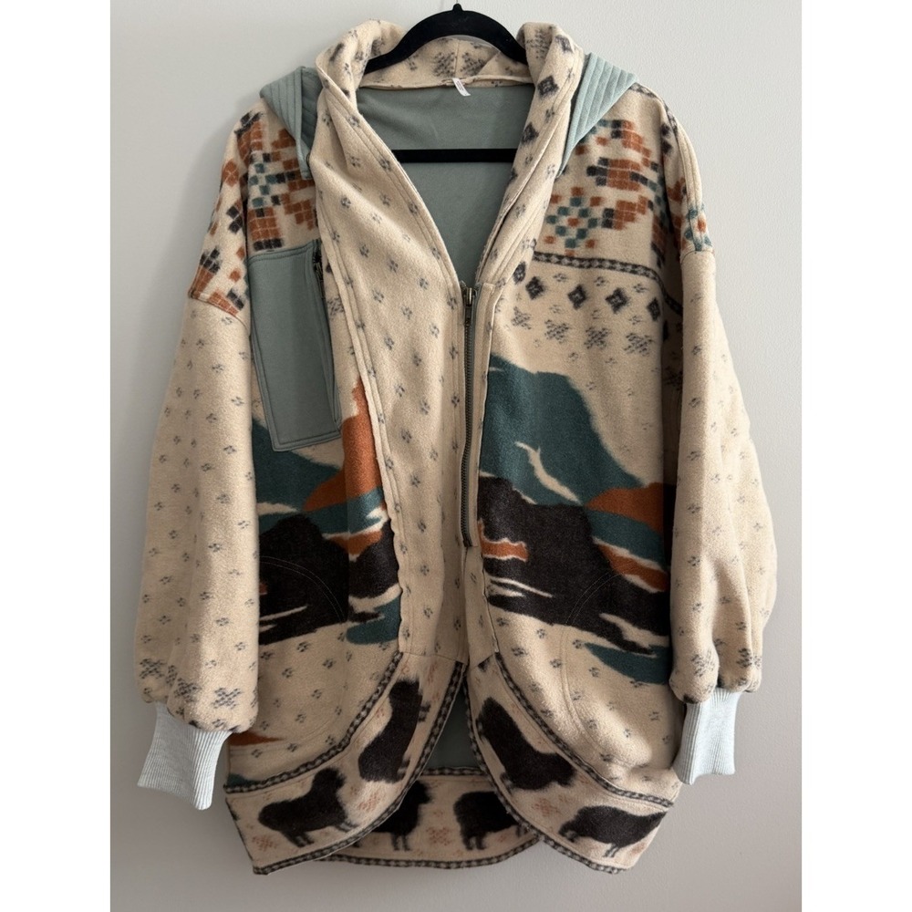 Free People Mountain Top Sweatshirt Black‎ Sheep Combo Women's Size Small